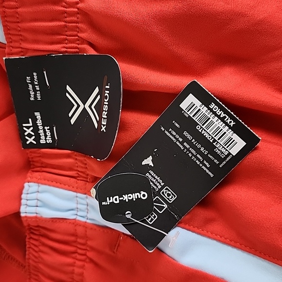 Xersion red powder blue basketball shorts pockets drawstring waist Size XXL NEW - Picture 3 of 6